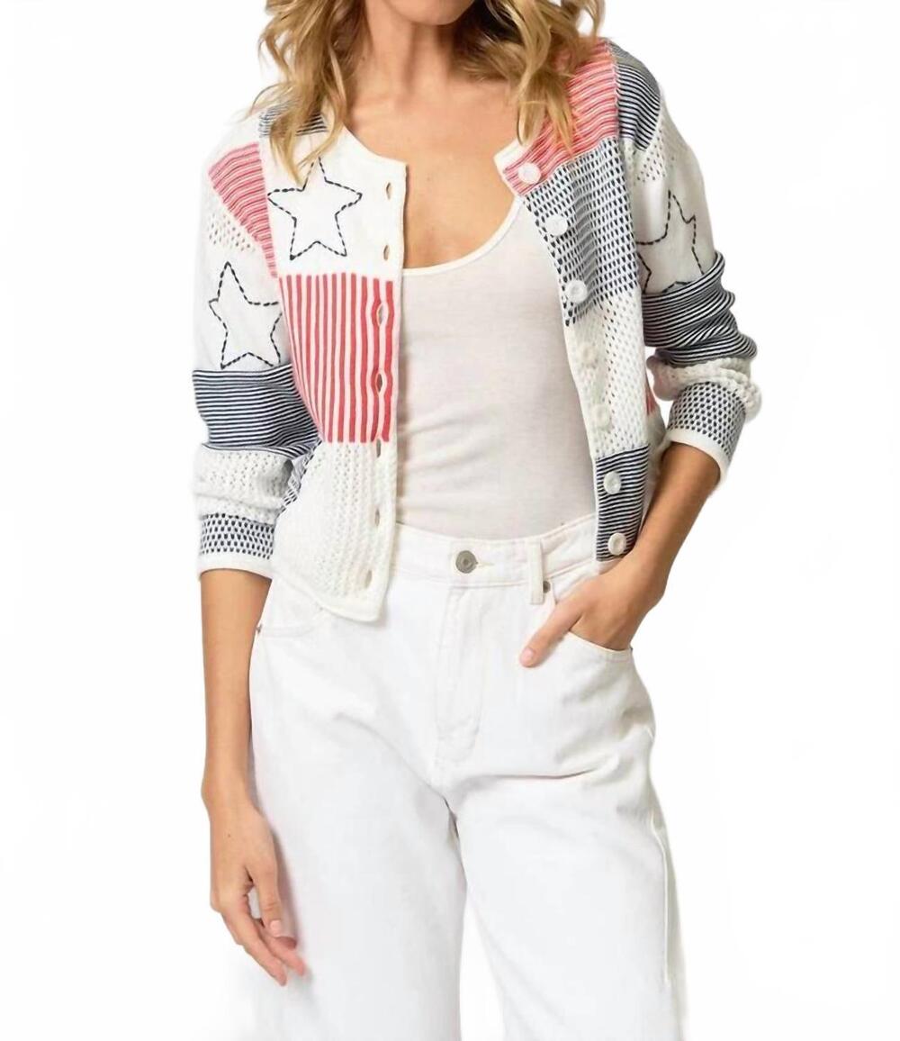 NEW CENTRAL PARK WEST ralph quilt cardigan in white multi
